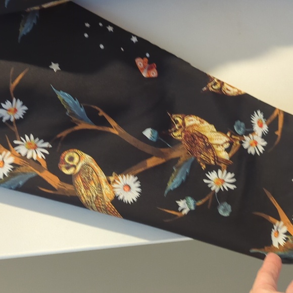 eShakti Wrap Maxi Dress with Ruched Long Sleeves in Owl Print - Picture 6 of 10